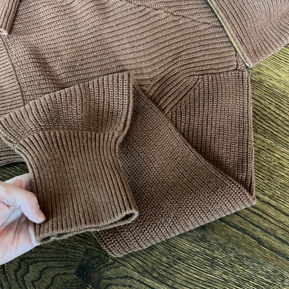 Varley Rust Cropped Zip-Front Ribbed Sweater - Picture 8 of 10